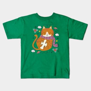 Meowy Christmas Cat Kids T-Shirt